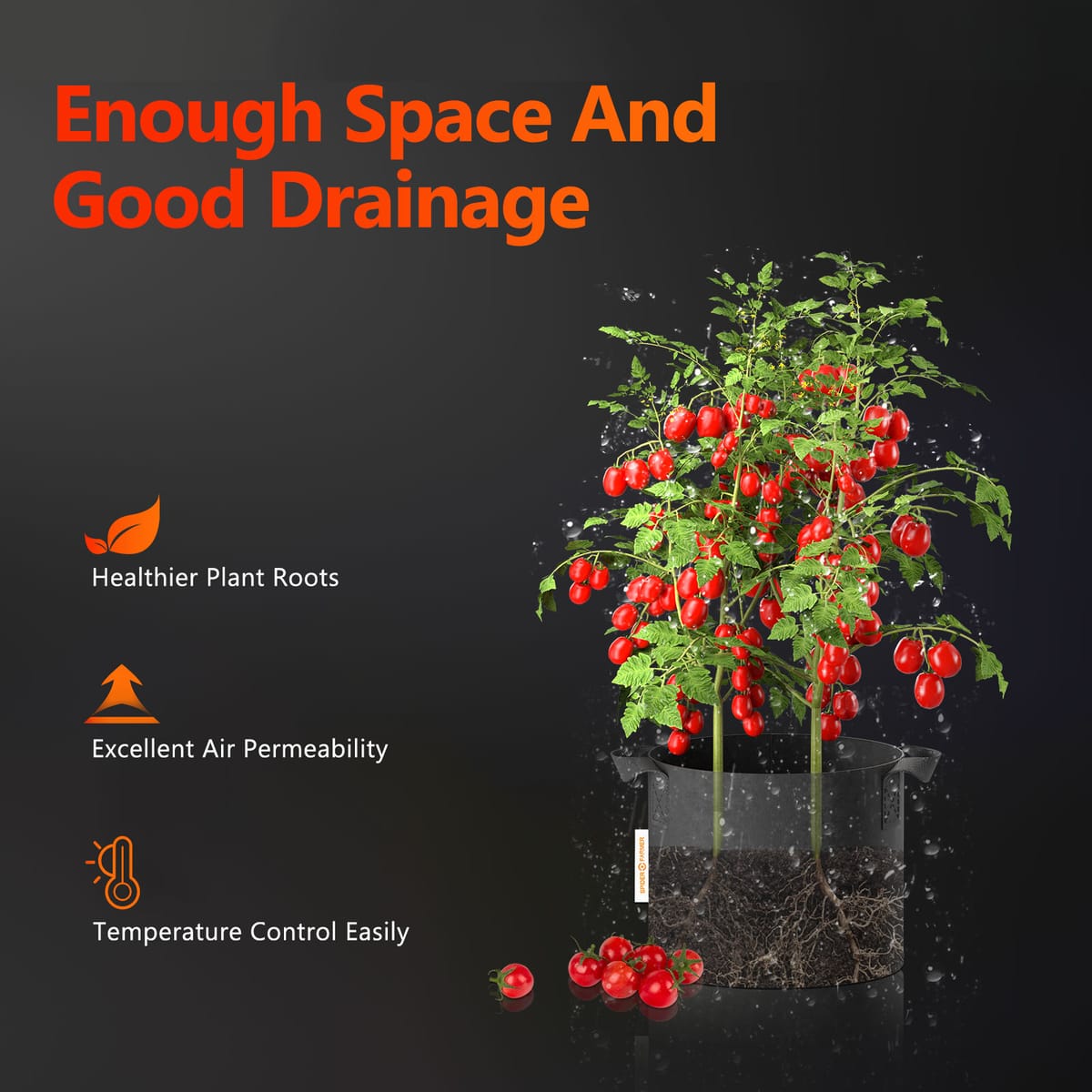 Spider Farmer Sacchi per Coltivazione in Tessuto da 10 Galloni - Vasi Traspiranti e Riutilizzabili - 4