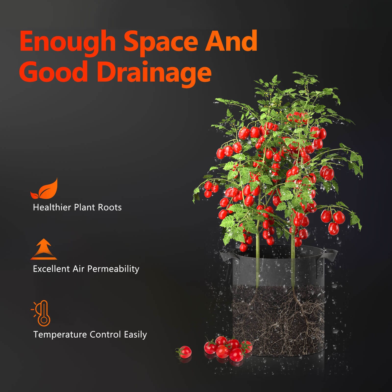 Spider Farmer 5-Pack 20L Fabric Grow Bags - Breathable & Reusable - 5