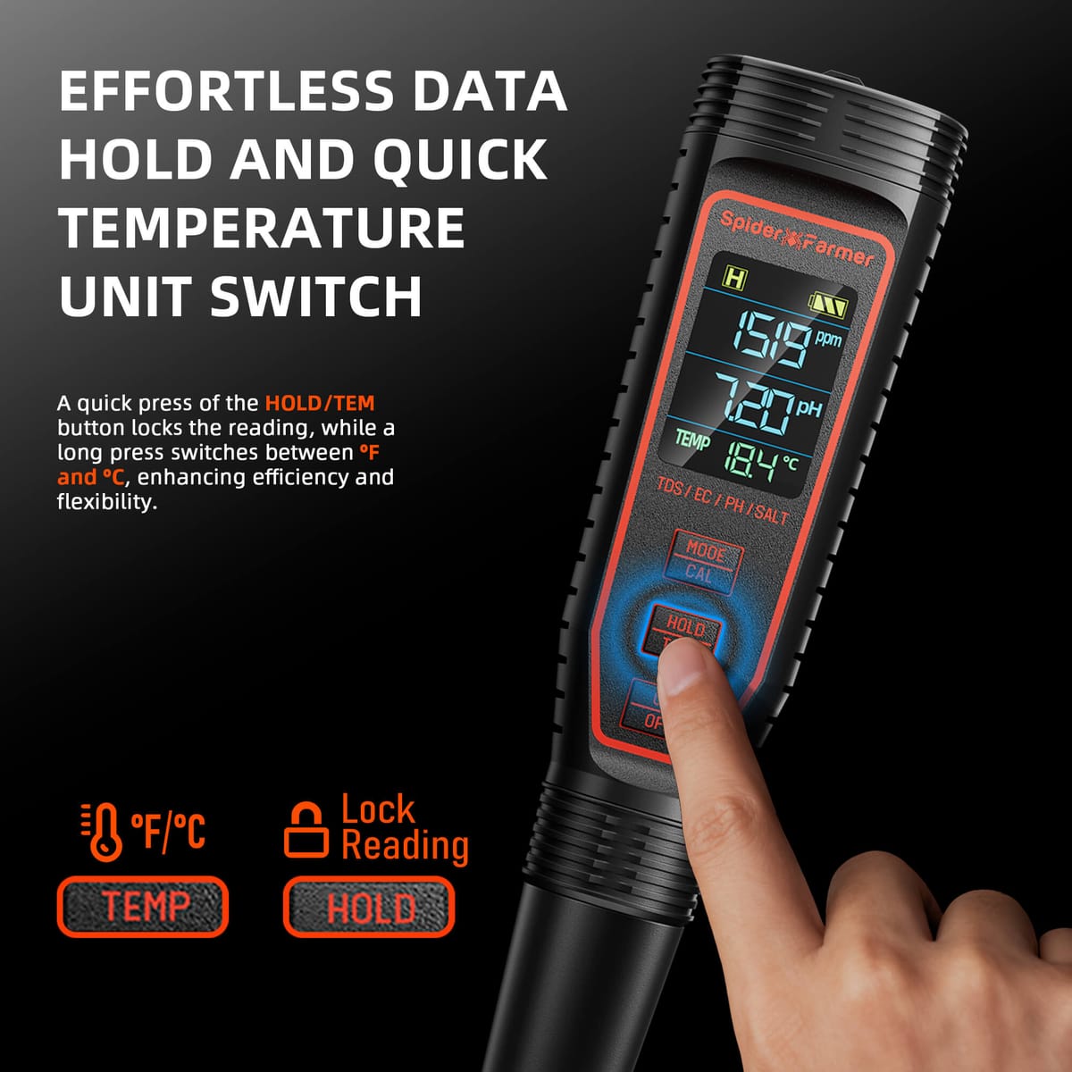 Spider Farmer 5-in-1 pH Hydroponický Merač Kit - Nevyhnutný pre pestovateľov - 6