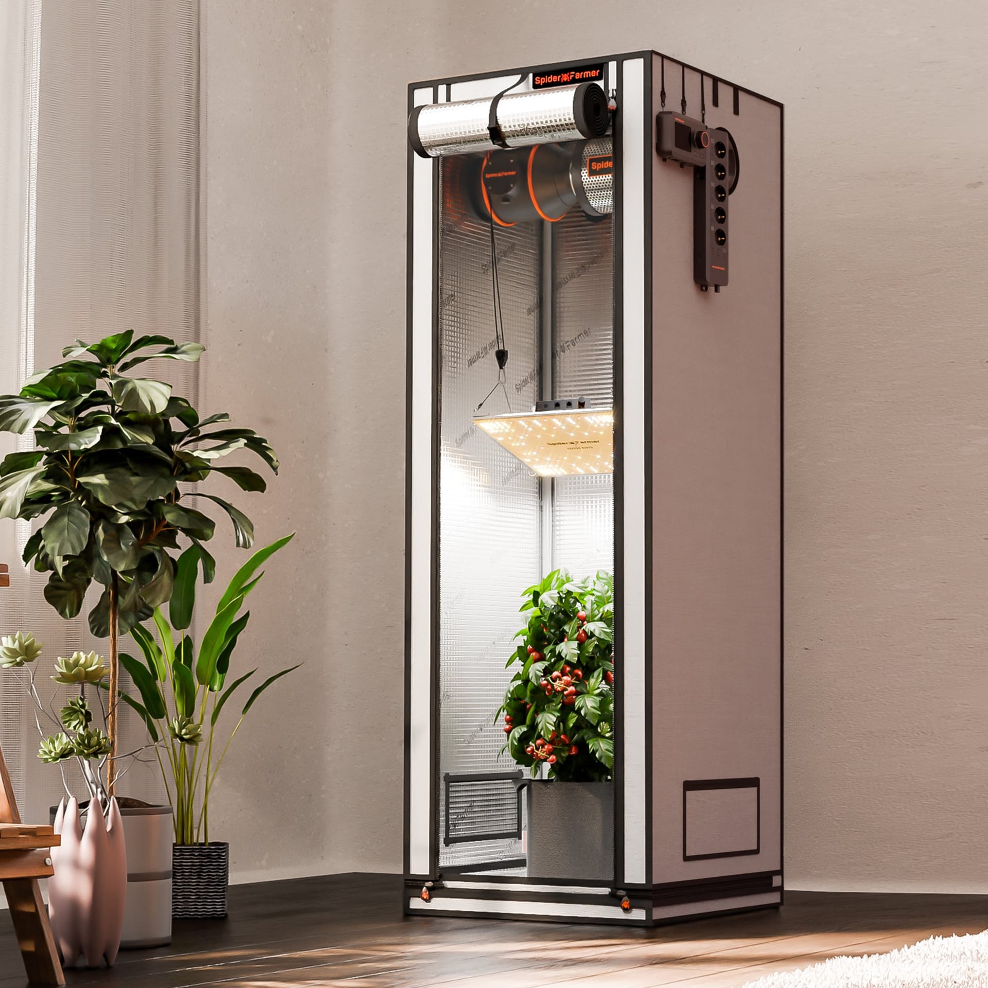 Spider Farmer 60x60x180cm Pro Indoor Grow Tent - Visoka refleksija za optimalno rast - 8
