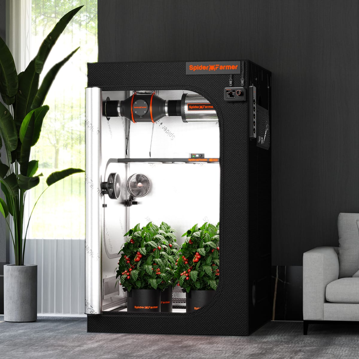 Tenda de Creștere Indoor Spider Farmer 120x120x200cm - Mediu Hidroponic Optimal - 10