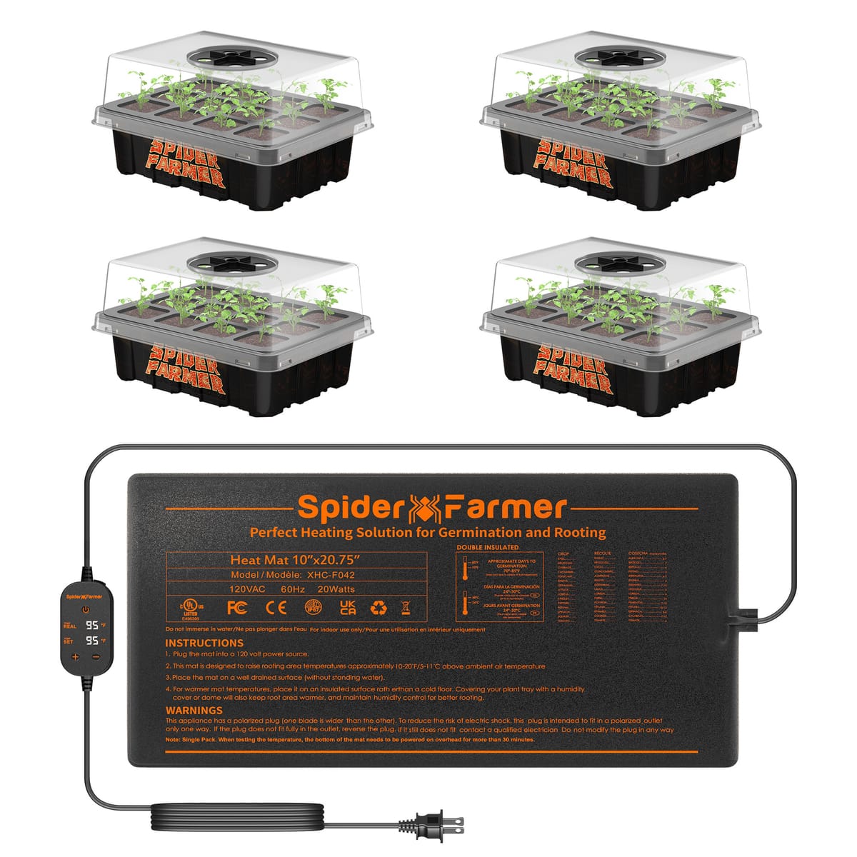 Spider Farmer 52x25cm Saltea Termică pentru Răsaduri - Crește Rata de Germinare