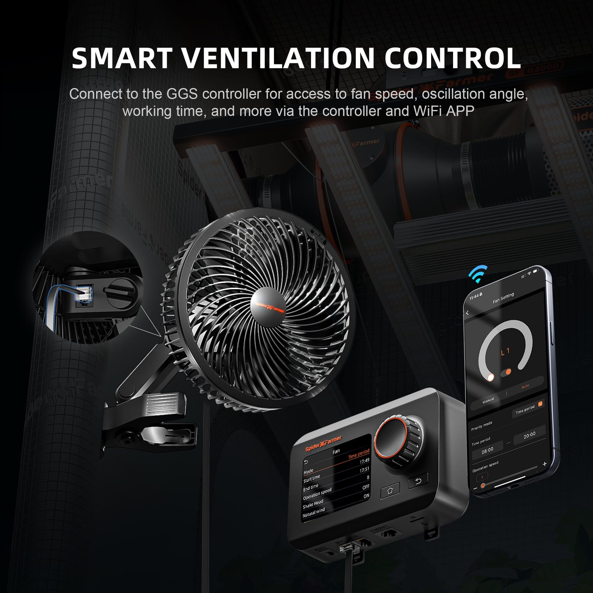 Ventilador de Clipe Spider Farmer de 6 Polegadas - 10 Velocidades para Fluxo de Ar Ideal - 2