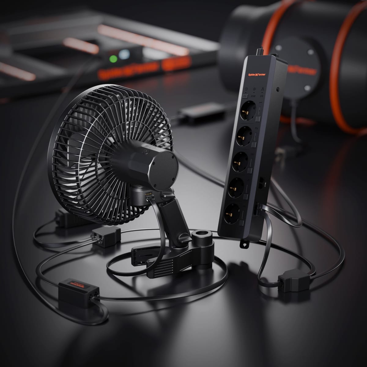 Spider Farmer 6” Clip Fan + GGS AC5 Power Strip Kit - Smart Climate Control - 2