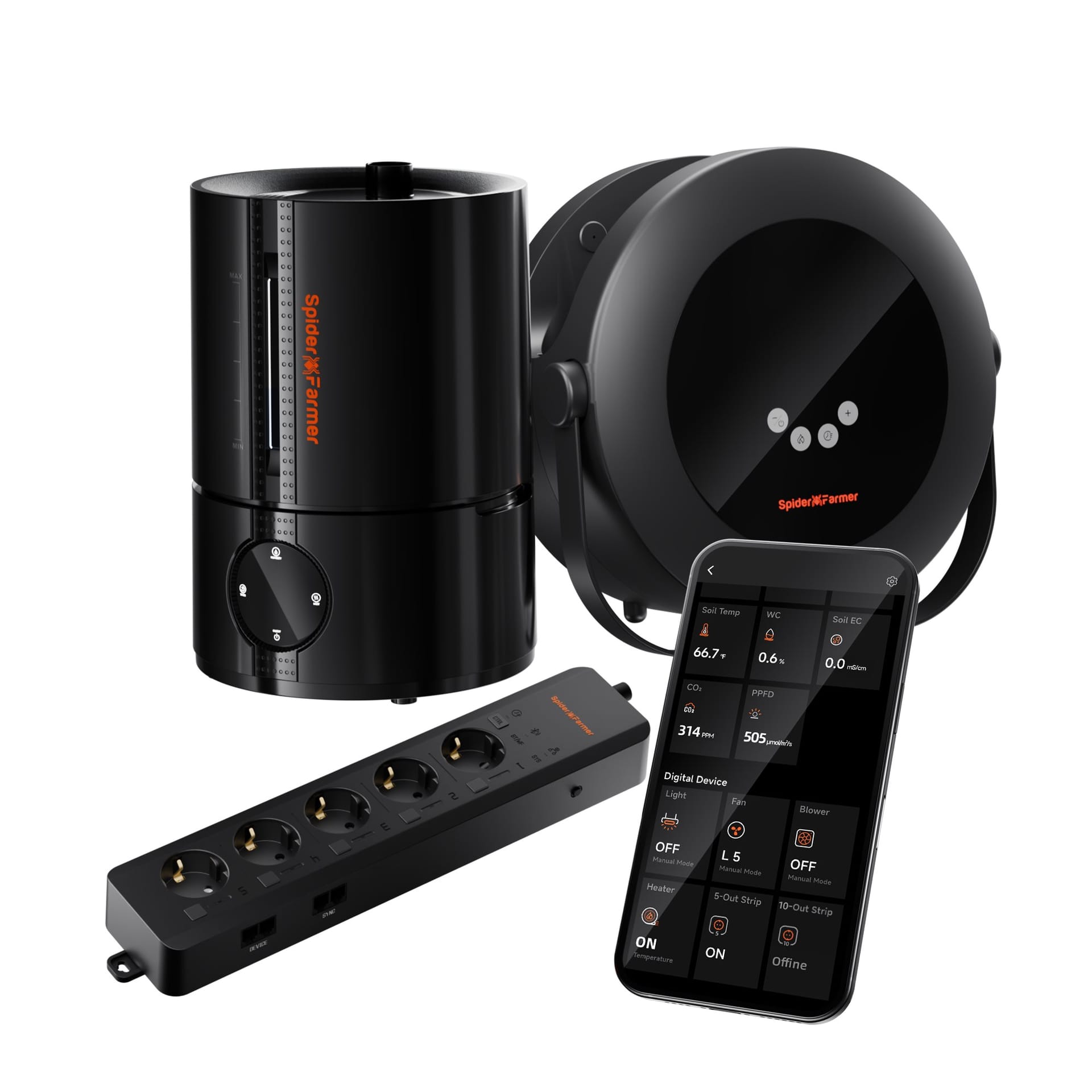 Conjunto de Umidificador de 5L e Aquecedor de 540W da Spider Farmer - Controle Inteligente para Crescimento Ideal