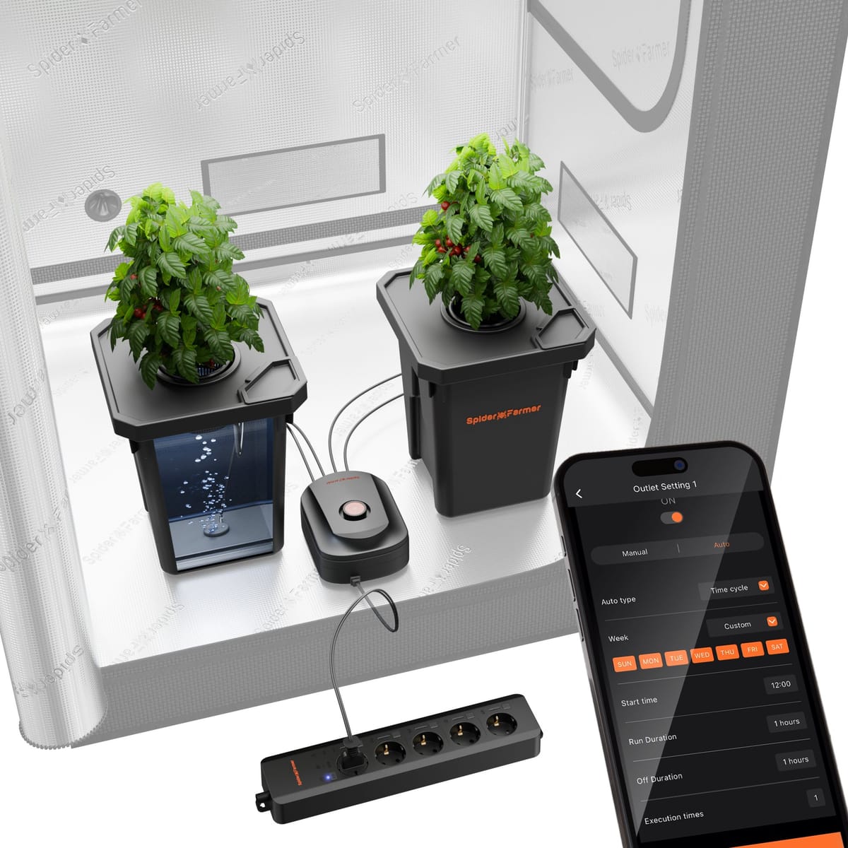 Sistema Hidropónico DWC Spider Farmer - Cultura de Agua Profunda con 4 Cubos