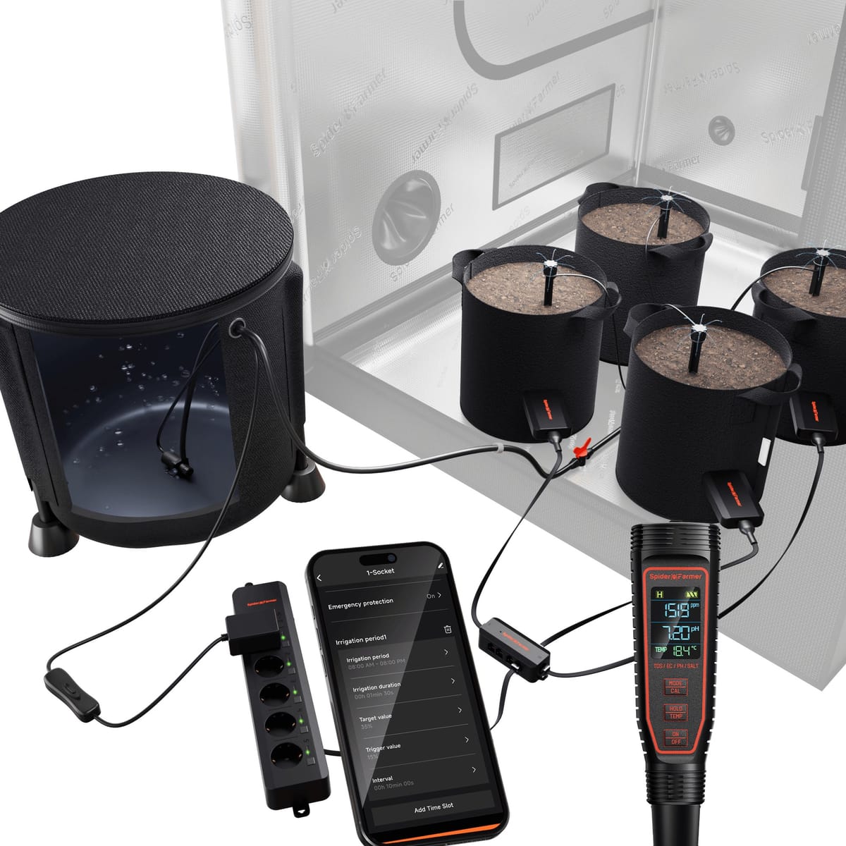 Spider Farmer GGS AC5 Smart Power Strip - Komplett växtpaket