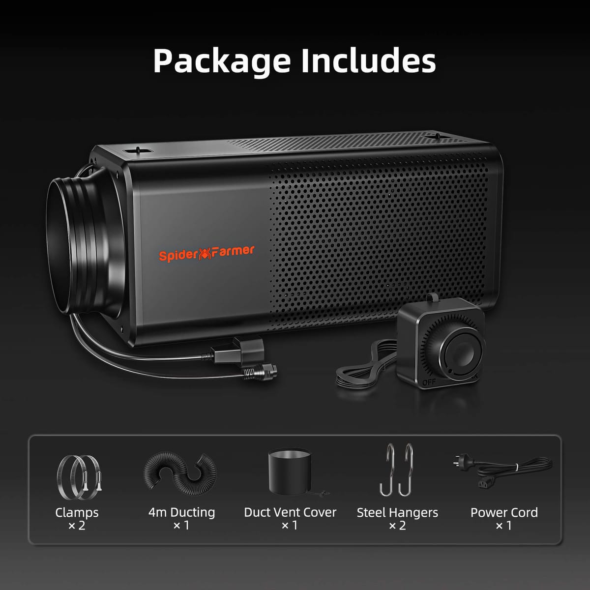 Spider Farmer SF-Fanfilter 62W Ventilator În Linie - Control Eficient al Mirosurilor pentru Corturi de Creștere - 7