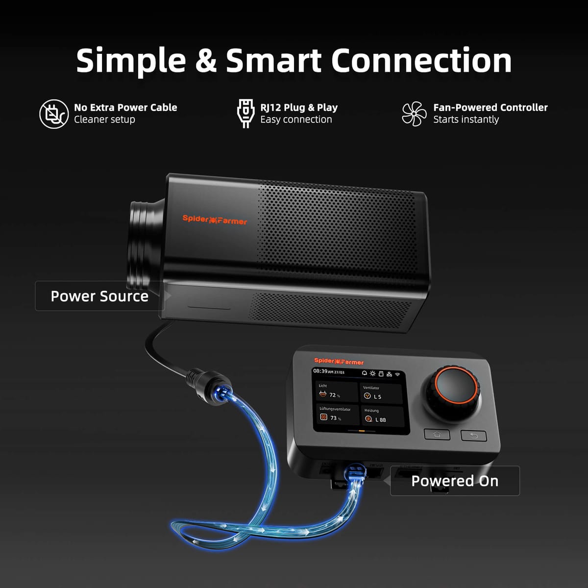 Spider Farmer Sistem de Ventilație 6-Inch 2-in-1 cu Controler GGS - Control Plug-and-Play al Mirosurilor și Circulației Aerului - 5