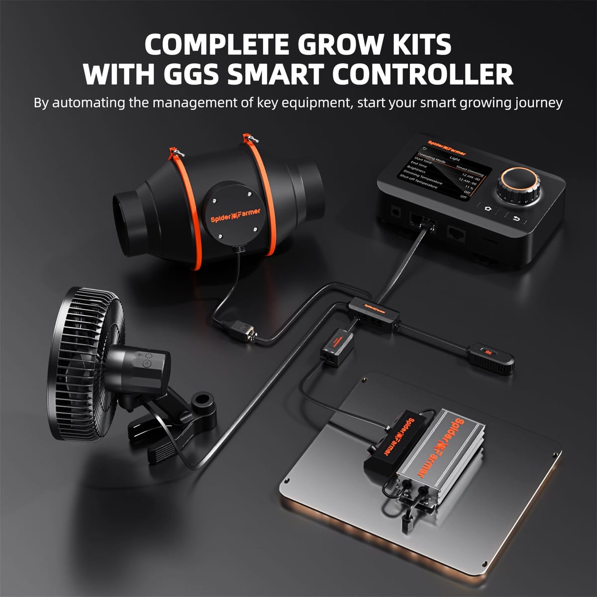 Kit Completo de Tenda de Cultivo Spider Farmer SF1000 301H EVO (70x70x160cm) - Luz LED Espectro Completo + Sistema de Ventilação Inteligente - 4