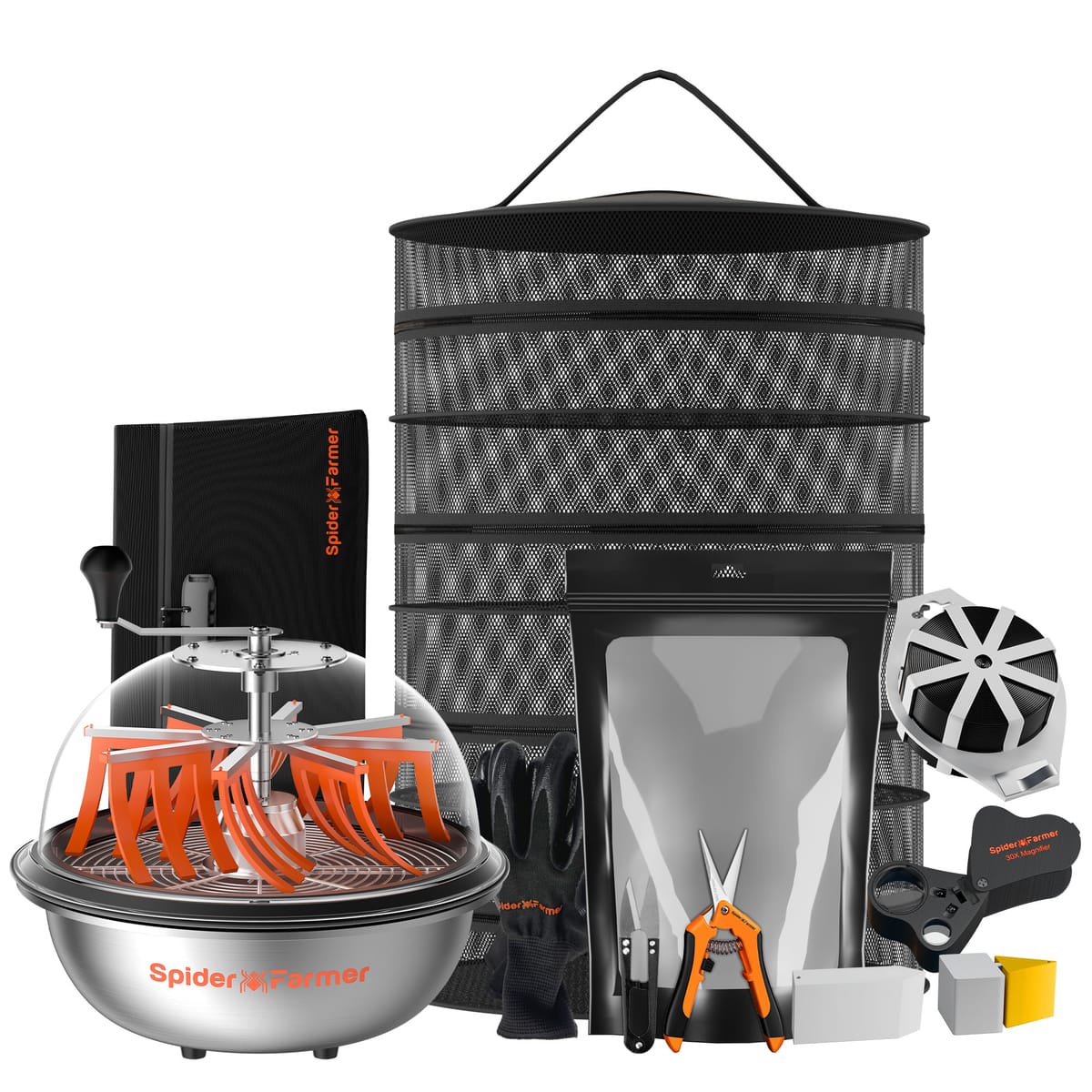 Spider Farmer -korjuumispaketti – 40 cm:n lehtileikkuri + 9-käyttöön välineistö
