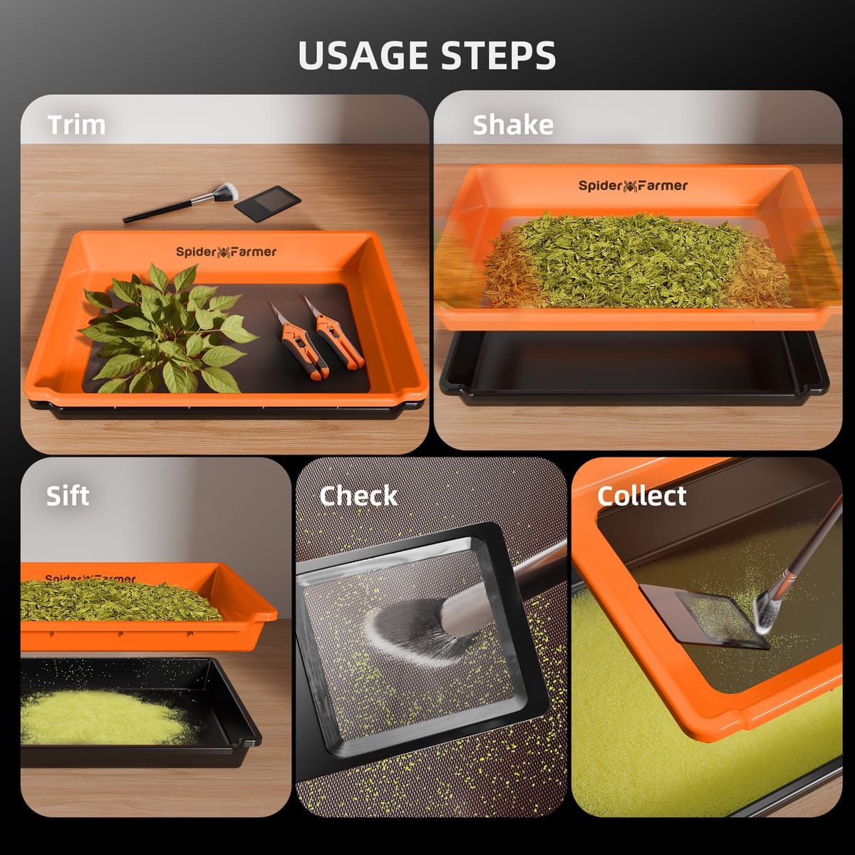 Spider Farmer 2-in-1 Nerezový plech na stříhání + Inteligentní sklenice na sušenie – Vysokokapacitné řešení na stříhání a sušení bylin, květin a hub - 4
