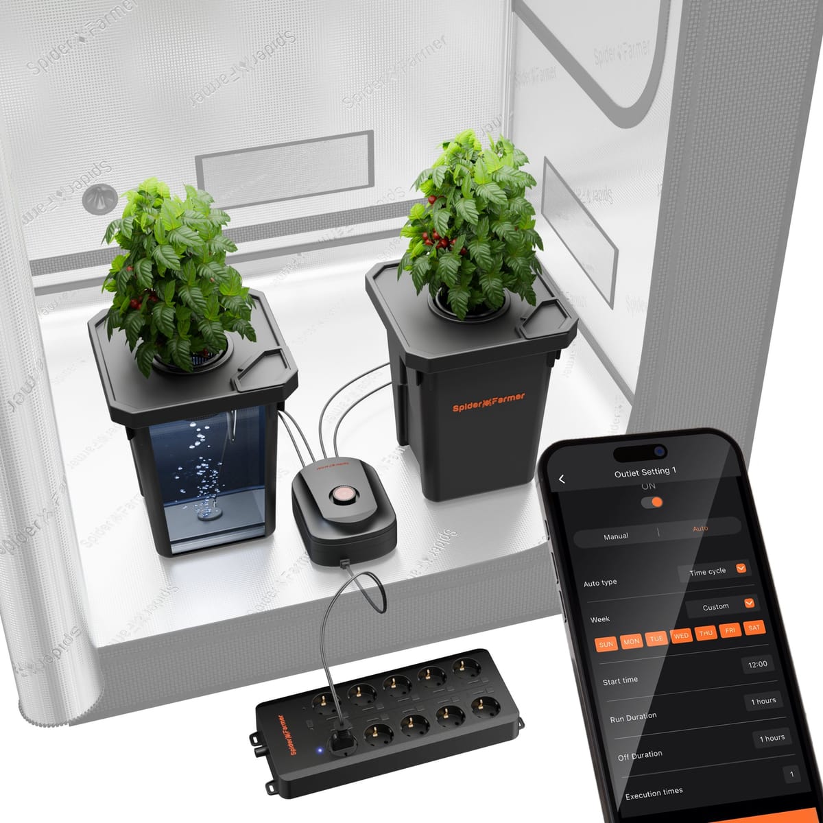 Spider Farmer DWC Systém - Kompletná hydroponická sada s 2x 20L vzduchovými hrnci, rastierkou a svetlom