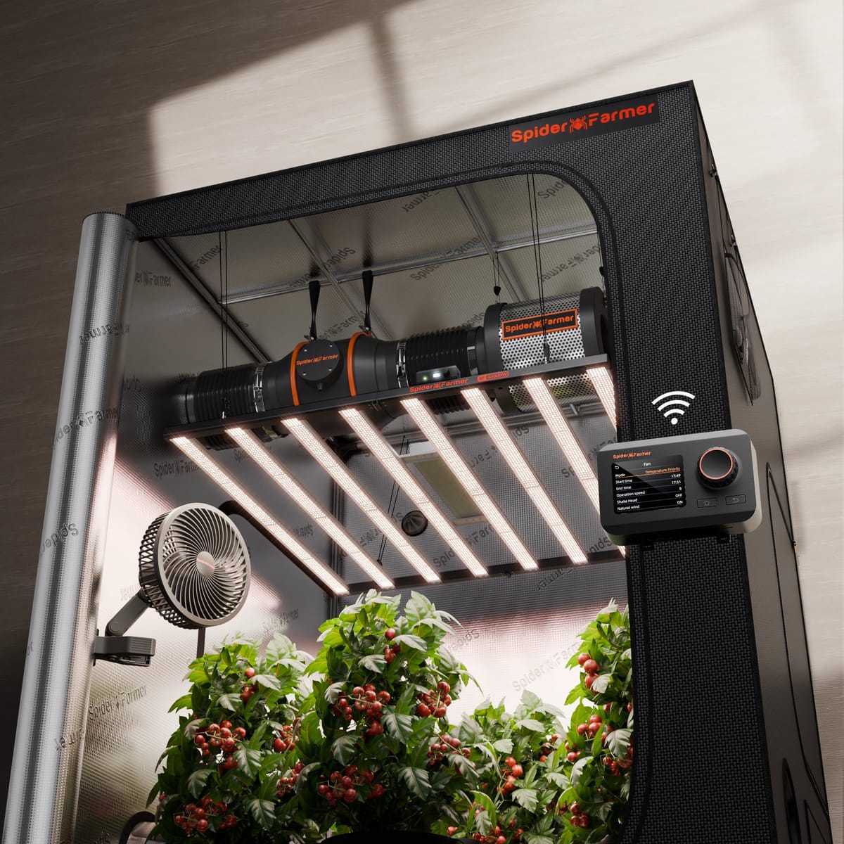 Spider Farmer G1000W Vækstboks Komplet Sæt – 150x150x200 cm til 9 Planter | Fuld Spektrum LED + Ventilation - 2