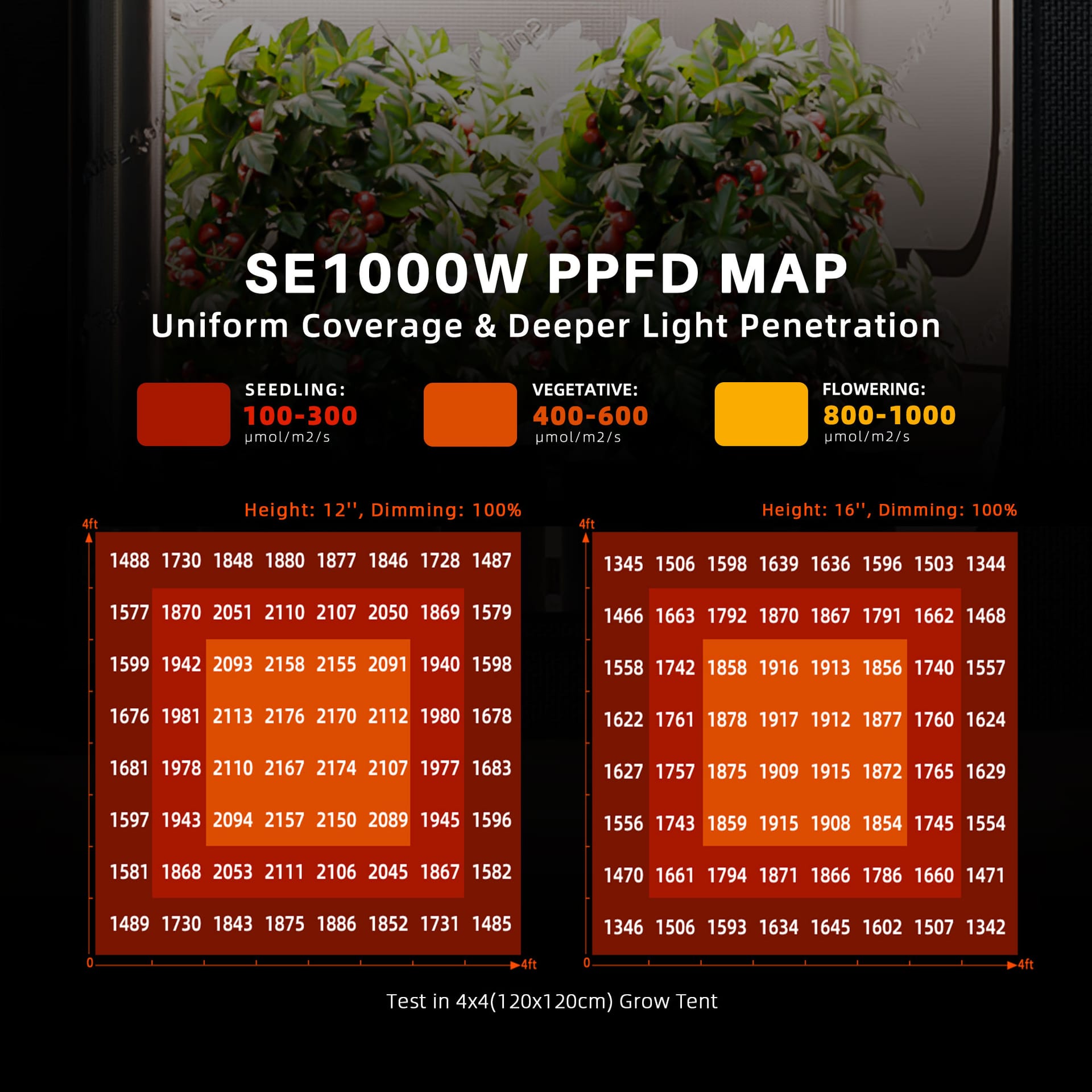 Φωτισμός Spider Farmer SE1000W LED με Samsung LM301H EVO – Έξυπνο WiFi/Bluetooth για Βερτικάλ Φάρμες - 2