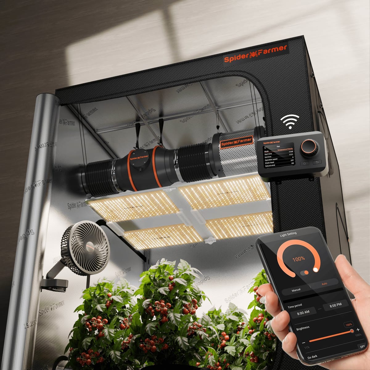 Kit Spider Farmer SF7000 con Lampada LED Samsung 650W - Spettro Completo per Spazio 150x150x200 cm