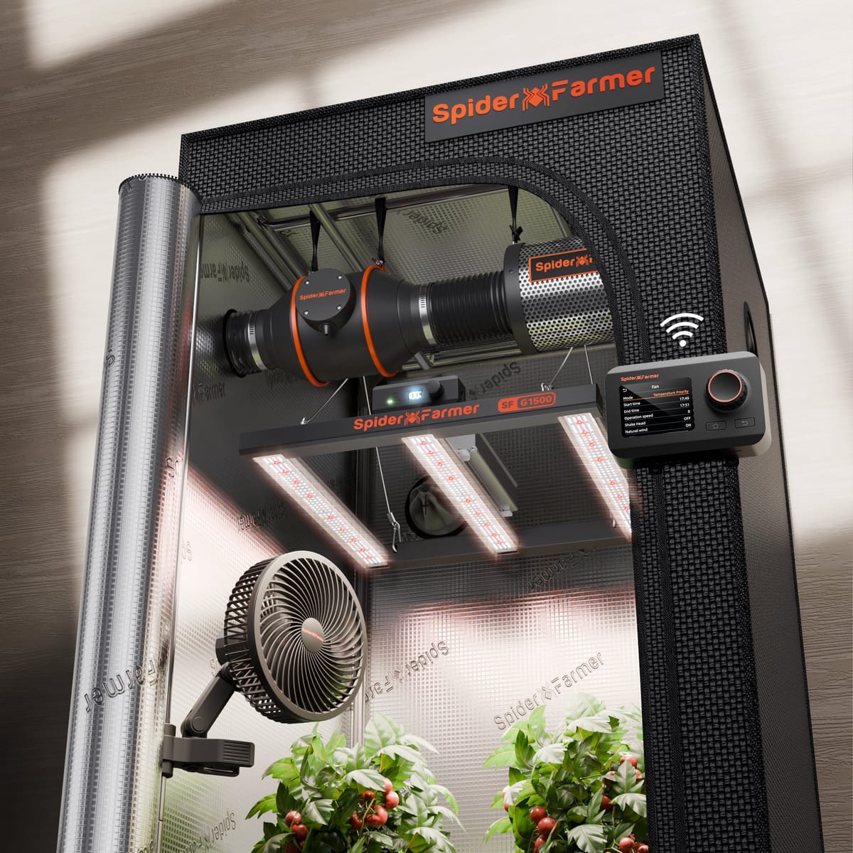 Spider Farmer G1500 70x70x160 cm Teljes Grow Tent Készlet – Teljes Spektrumú LED + Légkeringetési Rendszer