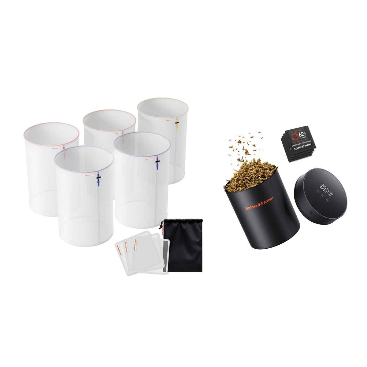 Spider Farmer 2L Auto-Cure Smart Jar + Balík na filtrovanie 5 galónov – Premium balík na extrakciu a skladovanie