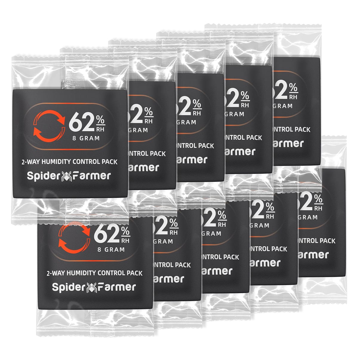 Spider Farmer 62% RH 8g Humidity Control Packs - 10-Pack for Fresh Storage of Herbs & Cigars - 2