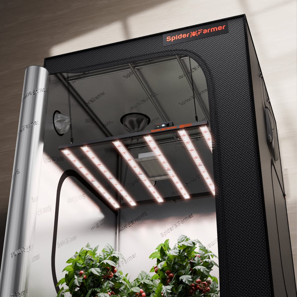 Spider Farmer G5000 480W plnospektrálna LED rastová lampa – Vysokohustotné diody Bridgelux pre rastovú stanicu 120x120x200 cm