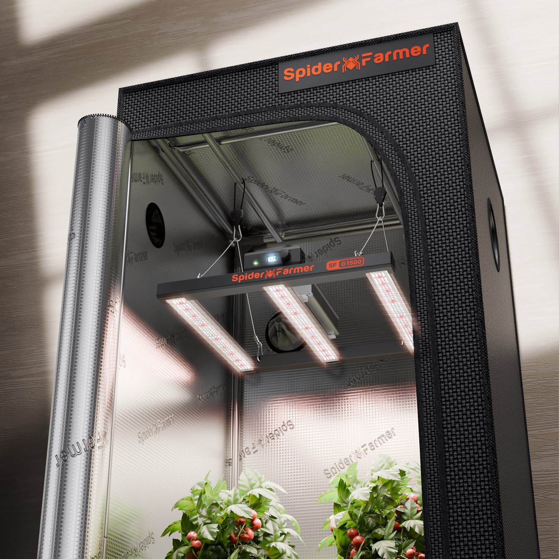 Spider Farmer G1500 Full Spectrum 70x70x160cm Grow Tent Kit - High-Density LED for Efficient Indoor Cultivation