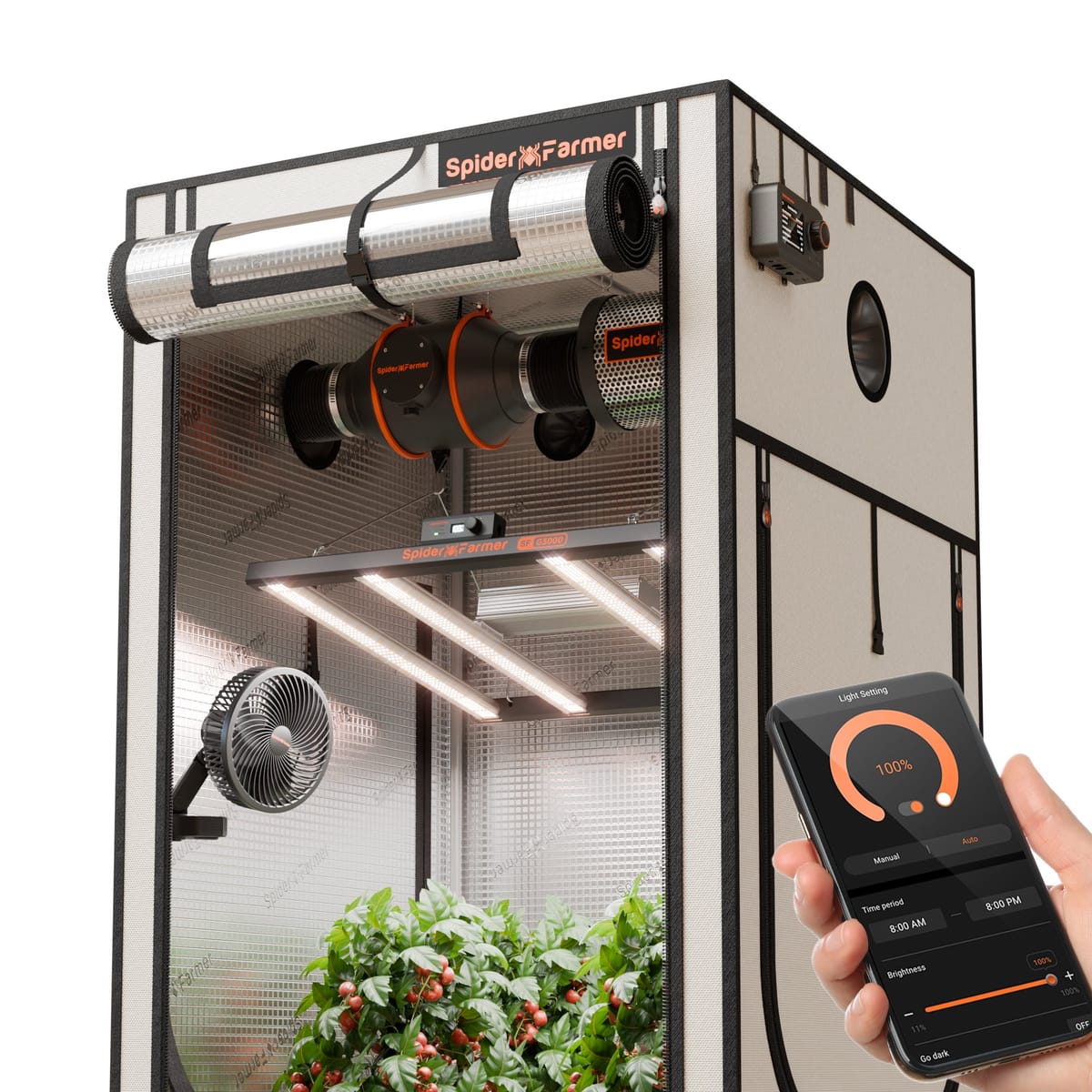Kit Completo Spider Farmer Smart G3000 300W - Sistema Todo-en-Uno para 3-6 Plantas