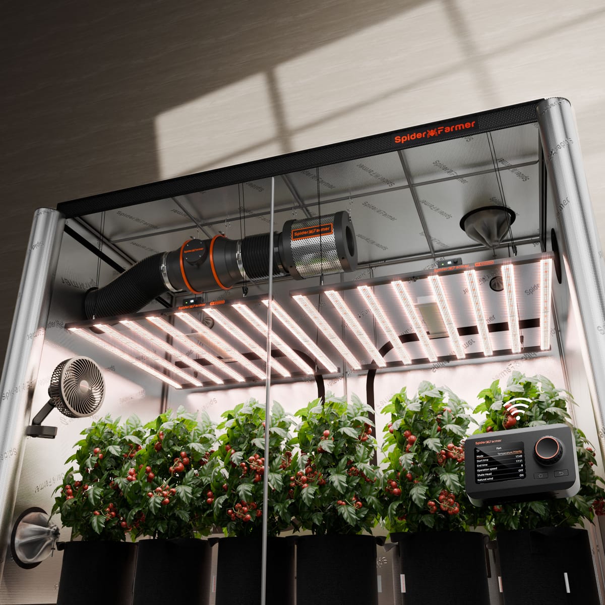 Kit Completo de Barraca de Cultivo Spider Farmer G1000W Full Spectrum LED - 300x150x200cm com Controle por Wi-Fi e Bluetooth