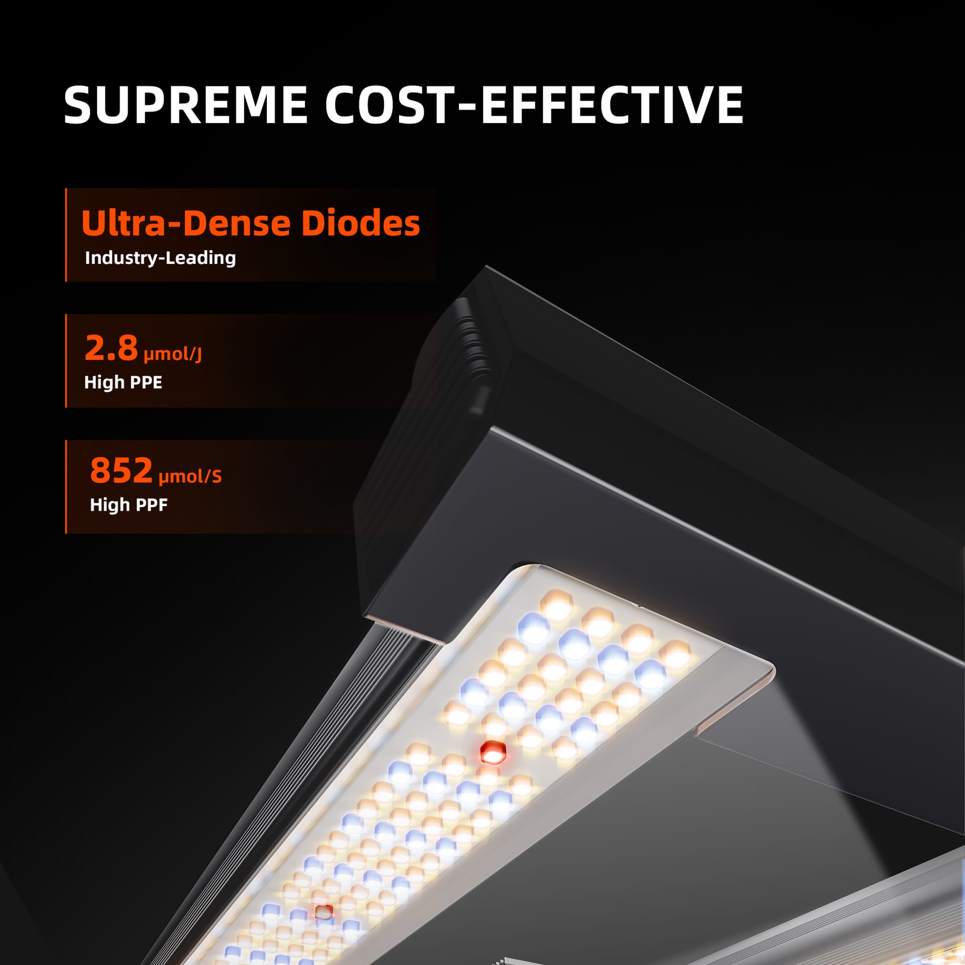 Lampa LED Spider Farmer G3000 300W WiFi/Bluetooth - Spectru complet pentru corturi de cultivare 60x60cm–90x90cm - 5