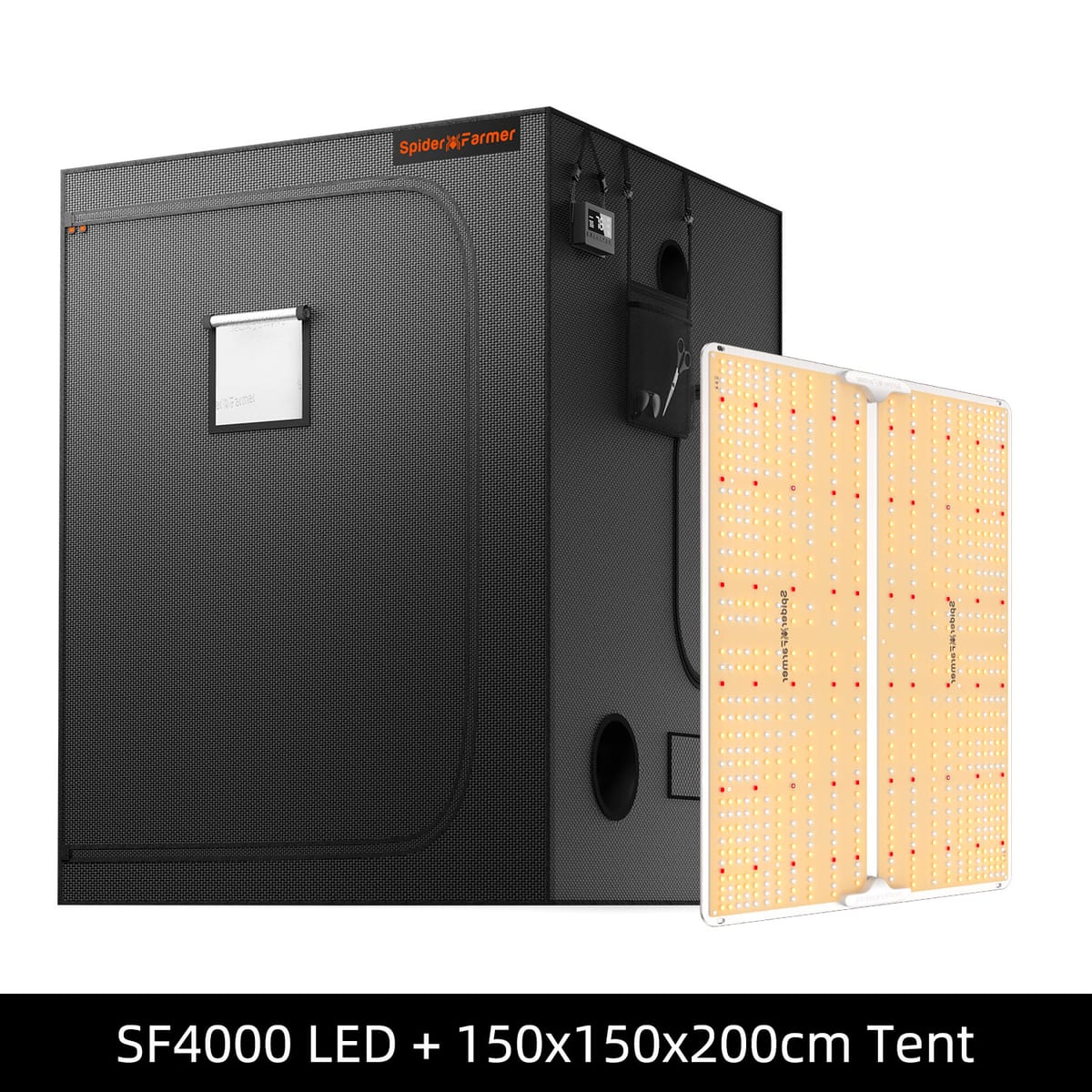 Spider Farmer SF4000 EVO 450W LED kasvulamppu + 150x150x200cm kasvatusteltta – täysispektrivalo korkea tuottoa vaativille sisäkasvatusjärjestelmille