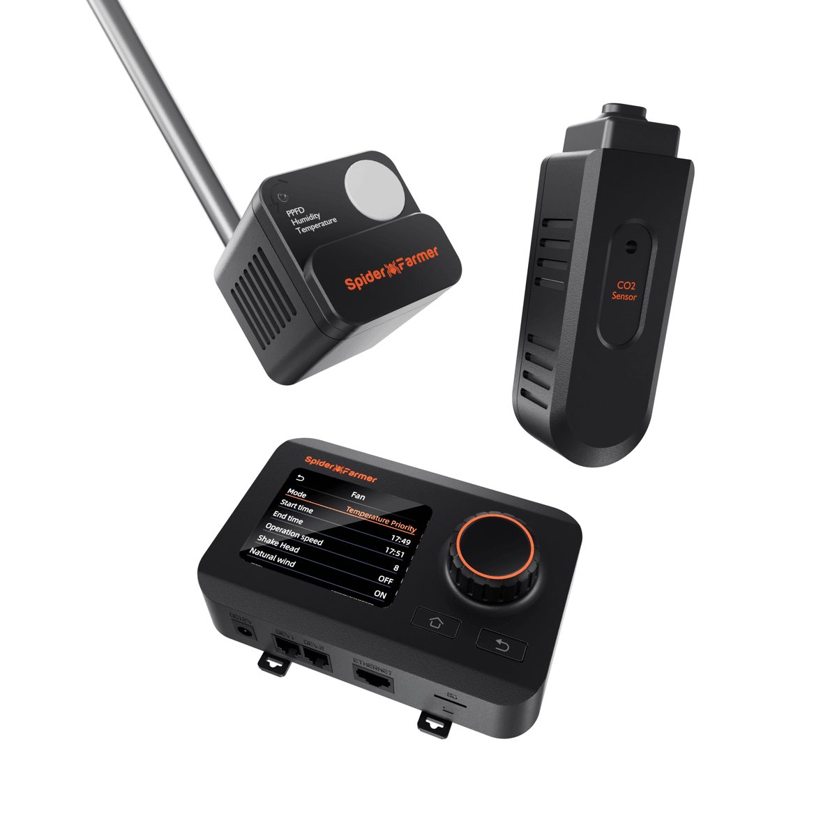Spider Farmer GGS Climate Controller +Sensorpro Kits: Temperature, Humidity, PPFD, DLI, CO₂, VPD Monitoring, Scheduling, Data Tracking, Bluetooth & WiFi for Optimized Climate Management