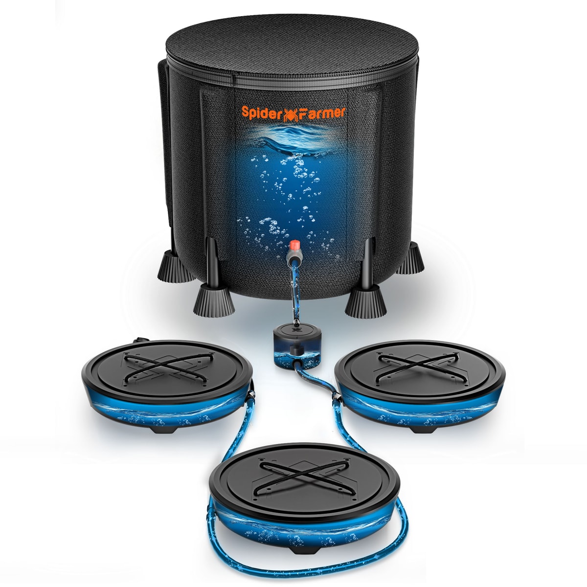 Spider Farmer 3-Pack Gravity-Fed Silent Self-Watering System Kits – No Pump, For Indoor Grow Tents & Greenhouses (Schwerkraft-Bewässerung, Leise)