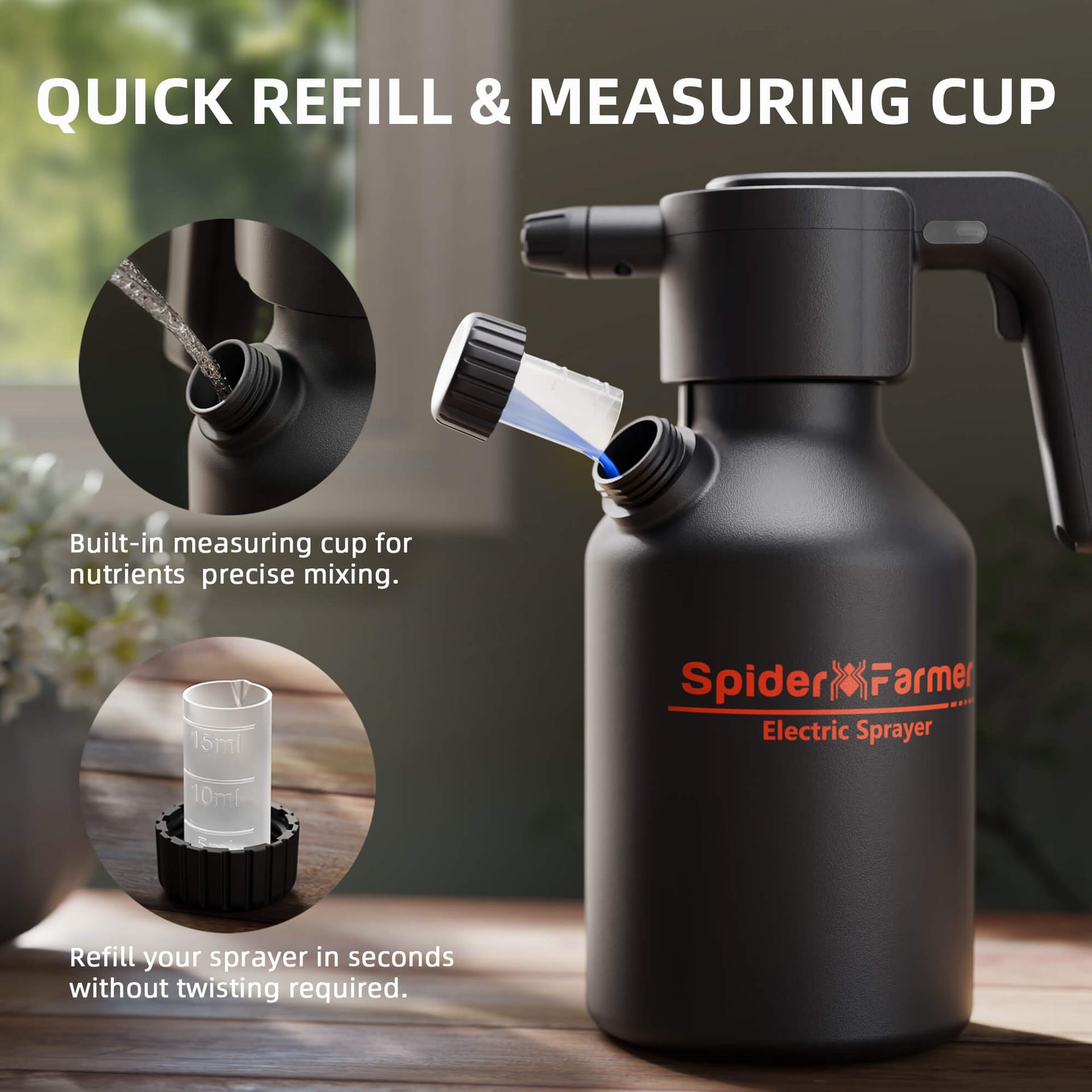 Spider Farmer Elektriline Spray Pudel 2L - Laetav Taimede Pritsija - 5
