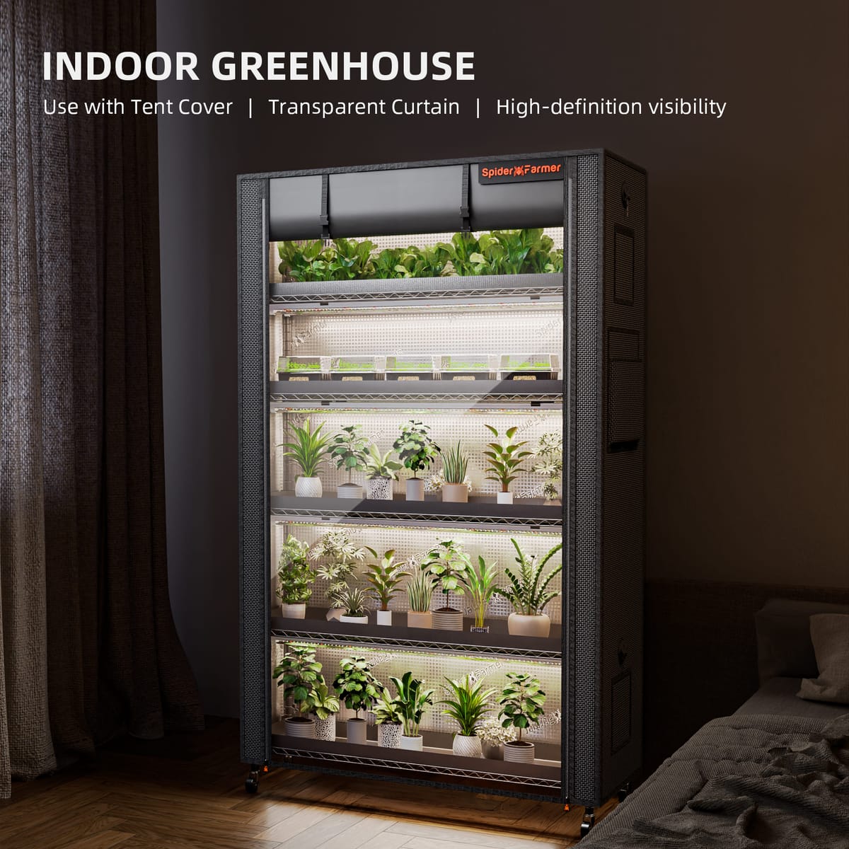 Spider Farmer 220W Suporte para Plantas de 6 Níveis - Sistema de Iluminação Full Spectrum - 5