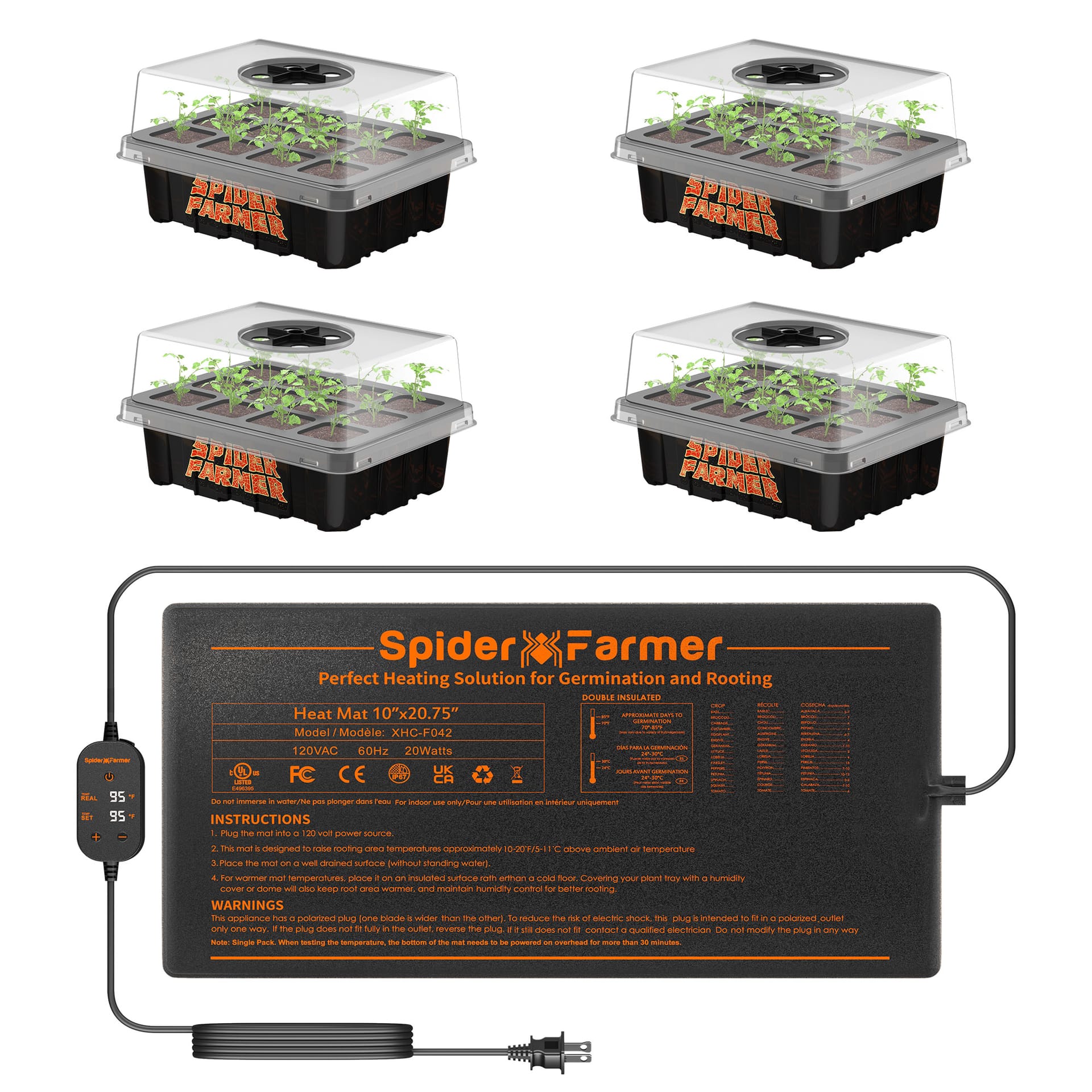 Spider Farmer 52x25cm Tõusmisaegade Soojendusmatiga - Suurenda Idandamise Edu