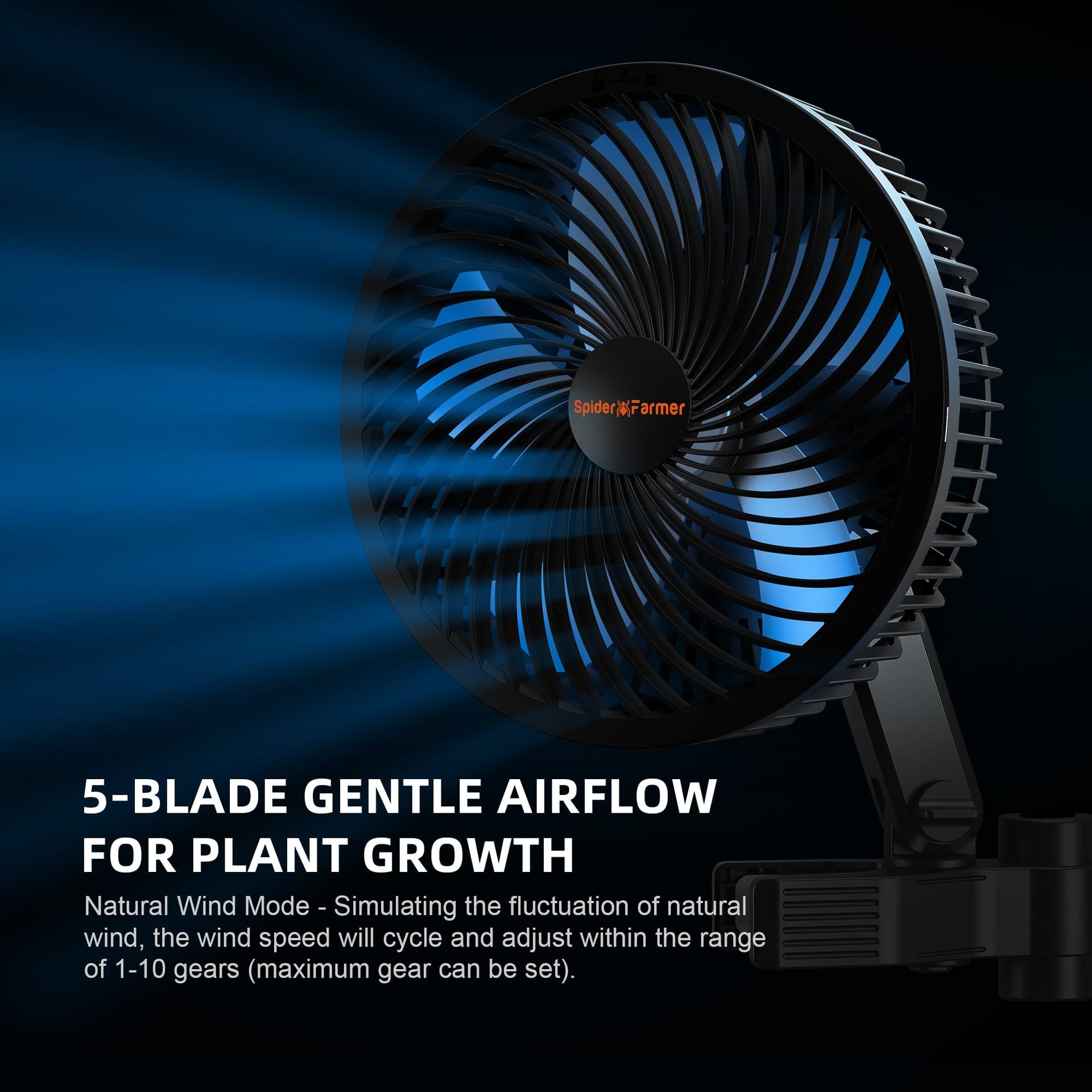 Ventilador de Clipe Spider Farmer de 6 Polegadas - 10 Velocidades para Fluxo de Ar Ideal - 4