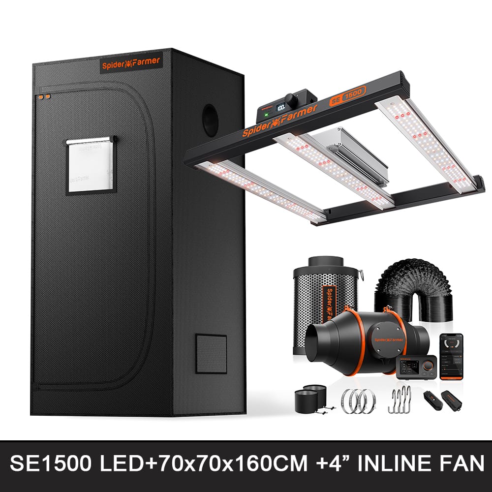 Spider Farmer SE1500 EVO 150W LED φως καλλιέργειας - Συμπληρωμένο Set Ανθογενετικής Σκηνής