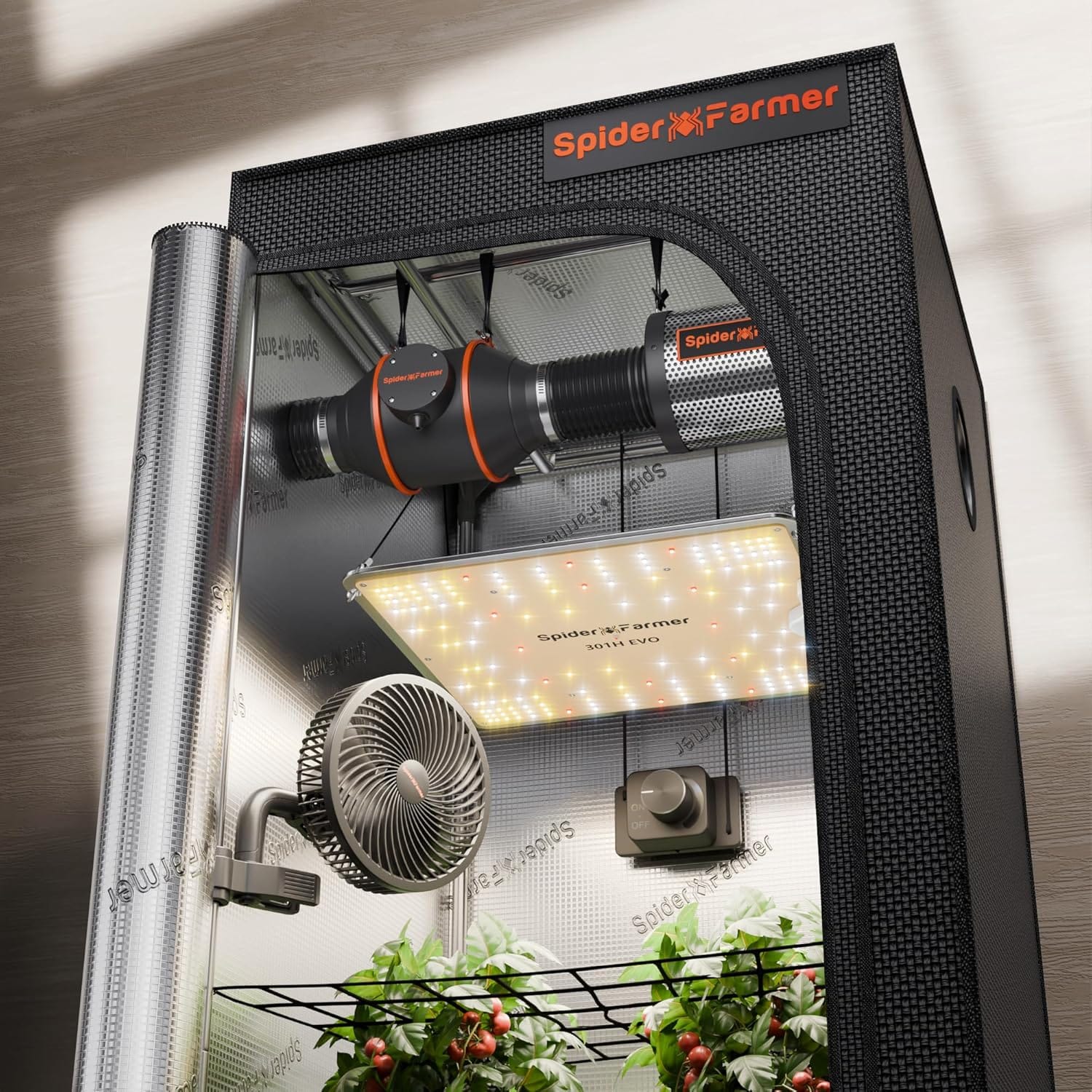 Spider Farmer SF1000 Samsung 301H EVO Σύστημα Φωτισμού Πλήρους Φάσματος – Ολοκληρωμένο Σύστημα Καλλιέργειας 70x70x160cm