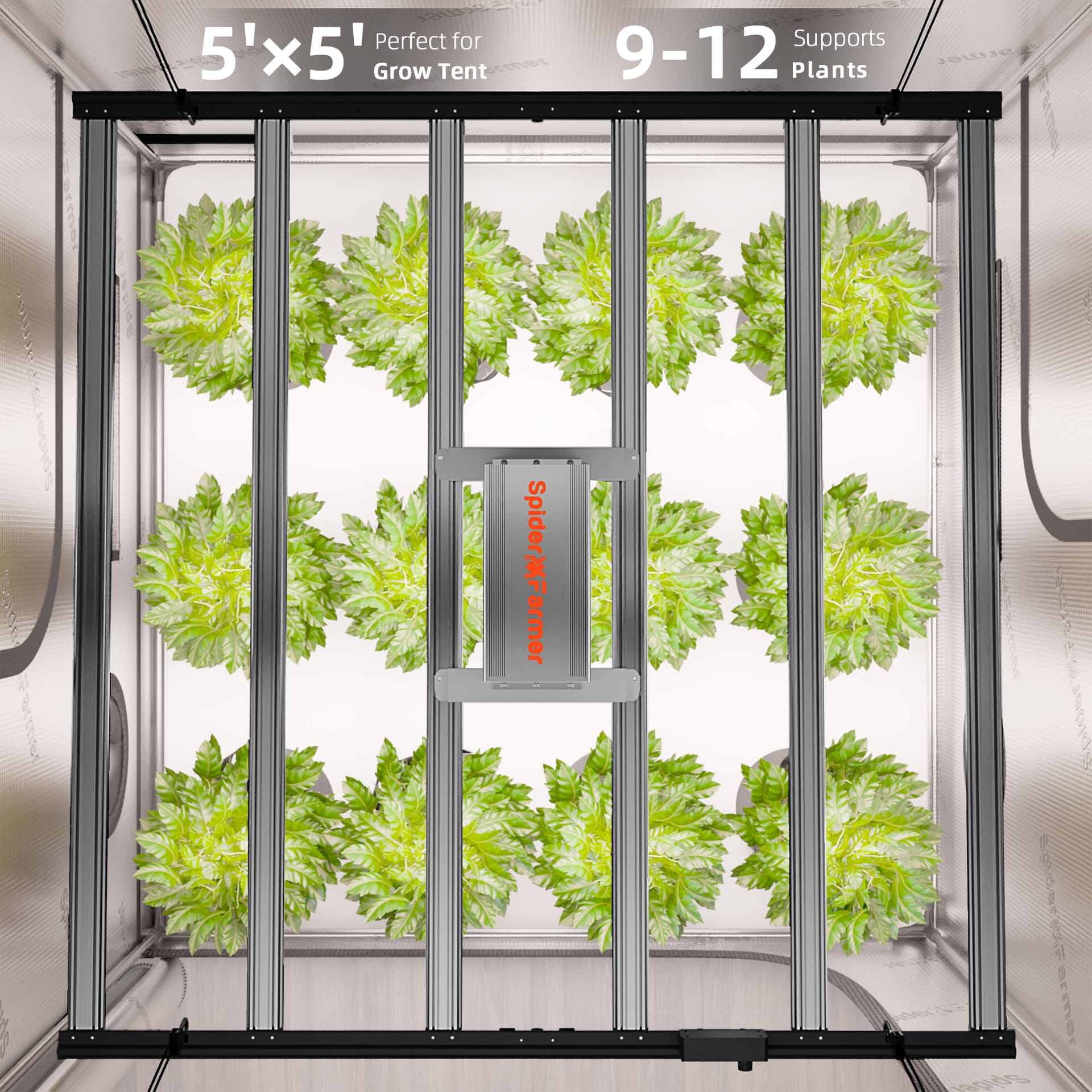 Spider Farmer G8600 800W spectre complet box de culture Kit - 150x150x200cm pour 9 plantes - 7