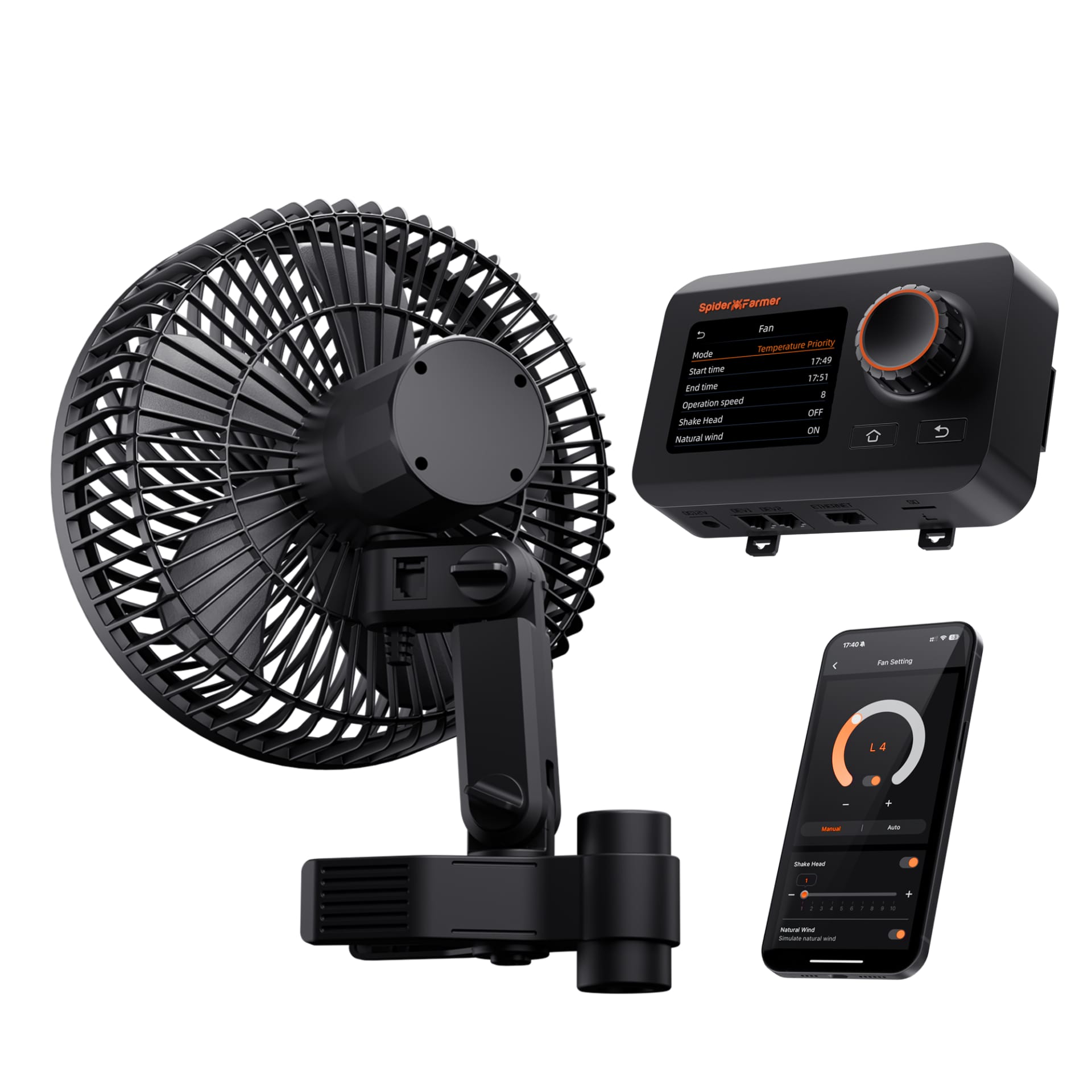 Kit Spider Farmer Ventilador de Prenda 6” + Controlador Climático GGS – Controle Inteligente WiFi/Bluetooth & Monitoramento de VPD