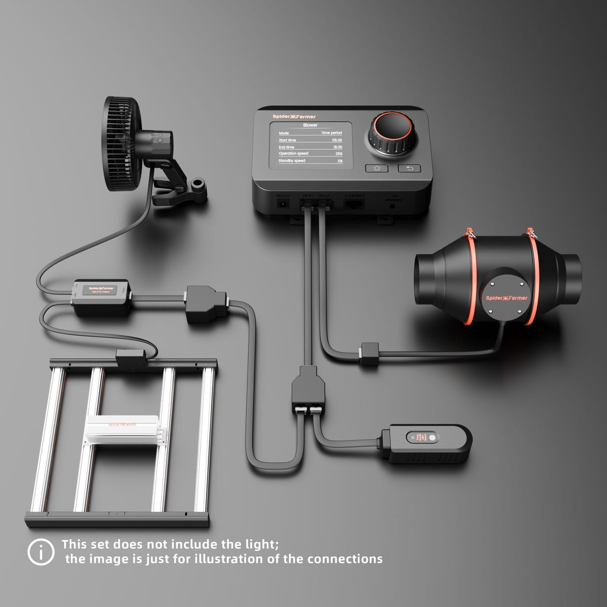 Spider Farmer GGS Kontrollpaket med 6" kläm- och linjefäner – Komplett ventilationslösning - 3