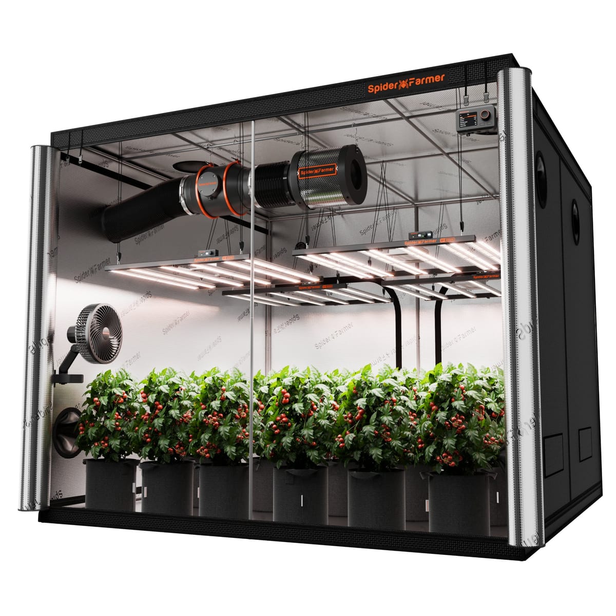Kit Smart Spider Farmer 240x240x200cm - 4x Lumină LED G5000 480W + Sistem de Ventilație