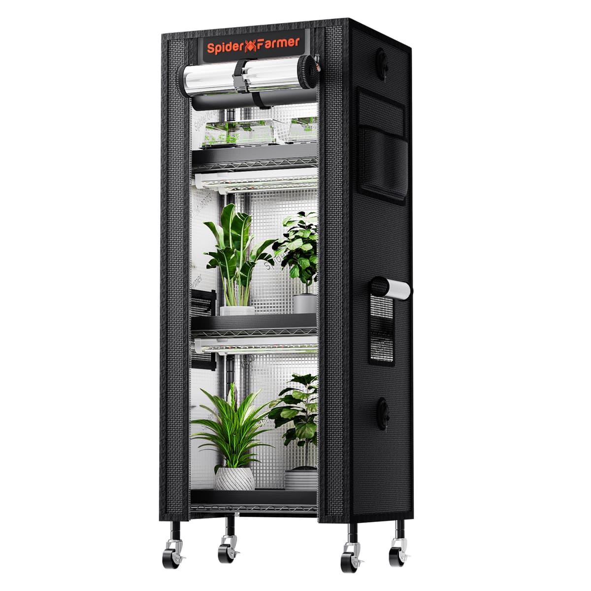 Spider Farmer 4-Tier Plant Stand with 54W LED Lights - Indoor Grow Tent Kit